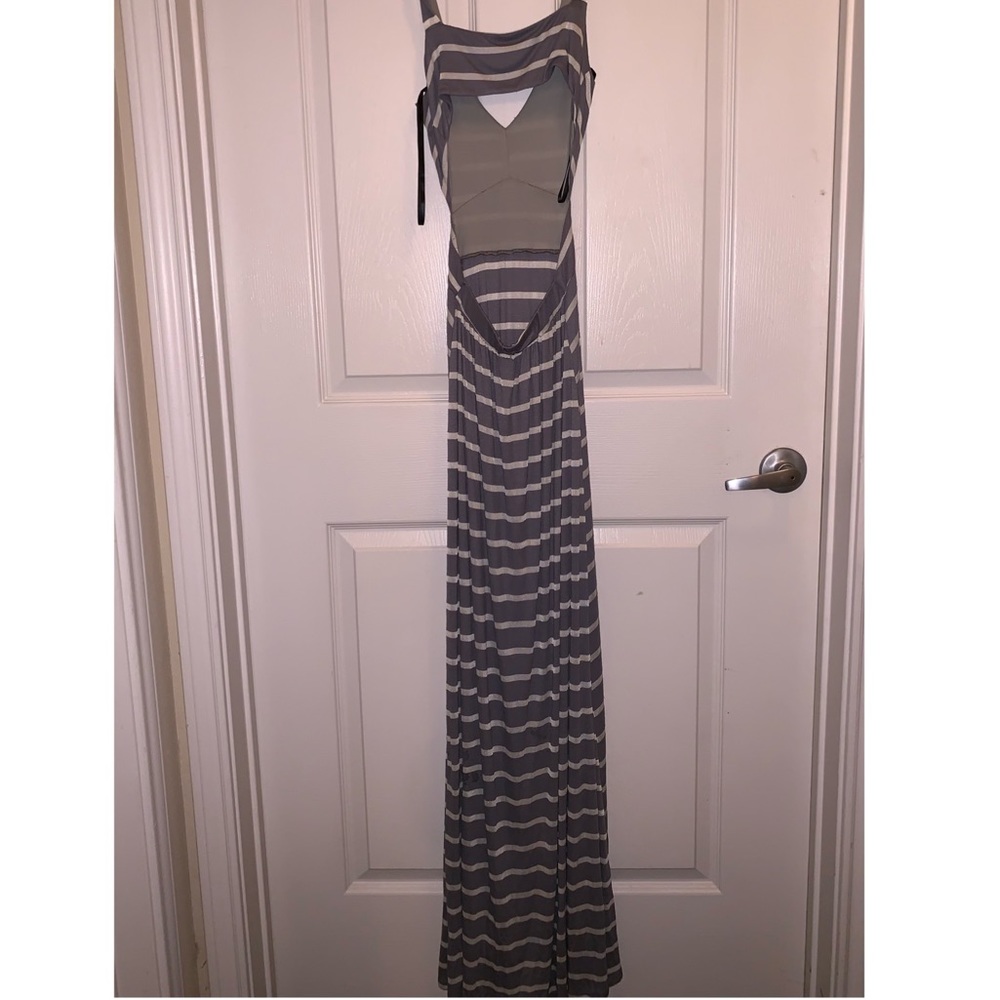 Grey and white stripe maxi dress